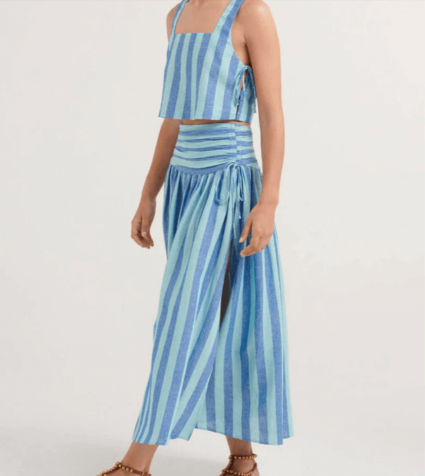 Elegant Lace Top & Pleated Midi Skirt Set