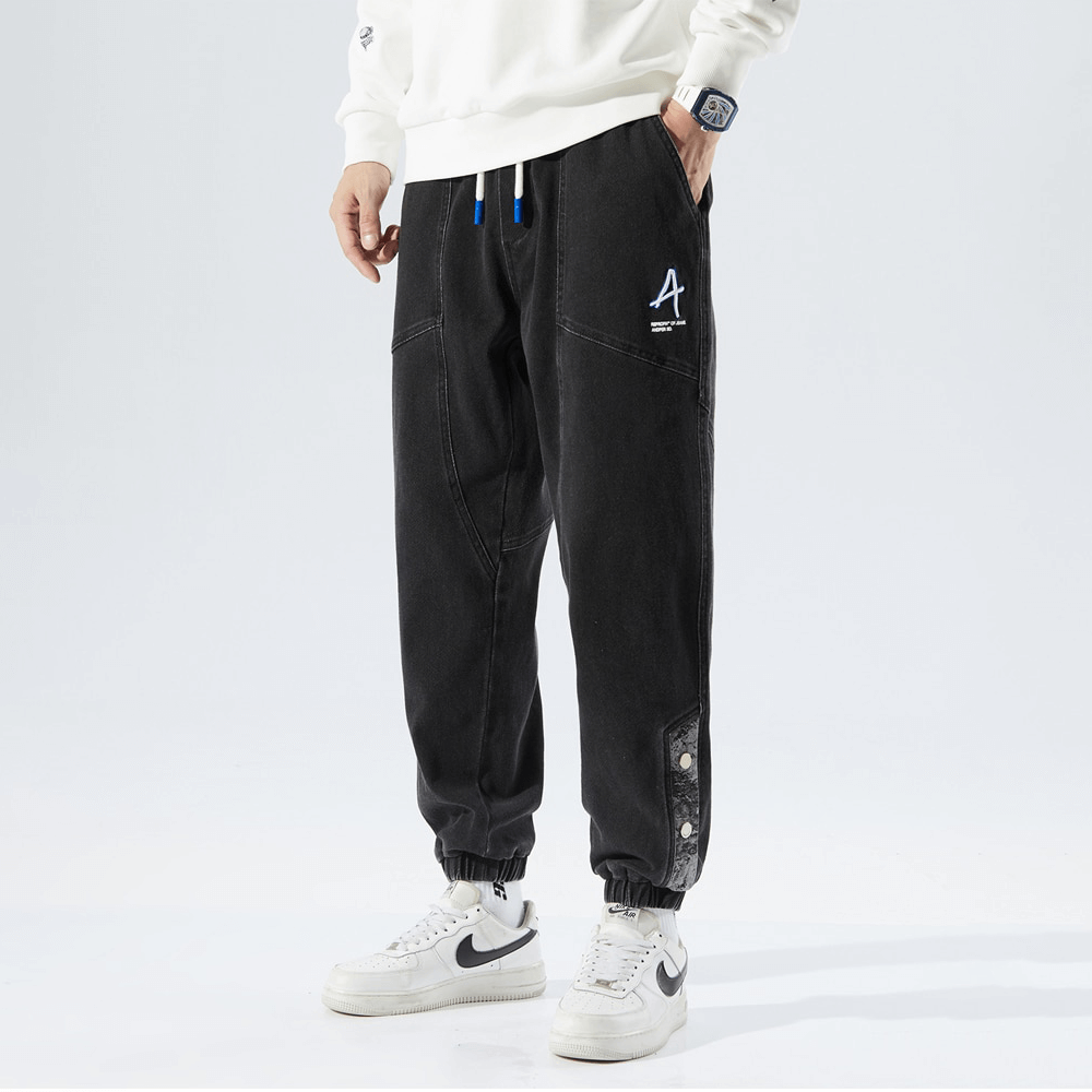 Men's Denim Joggers: Relaxed Fit, Elastic Waist & Cuffs