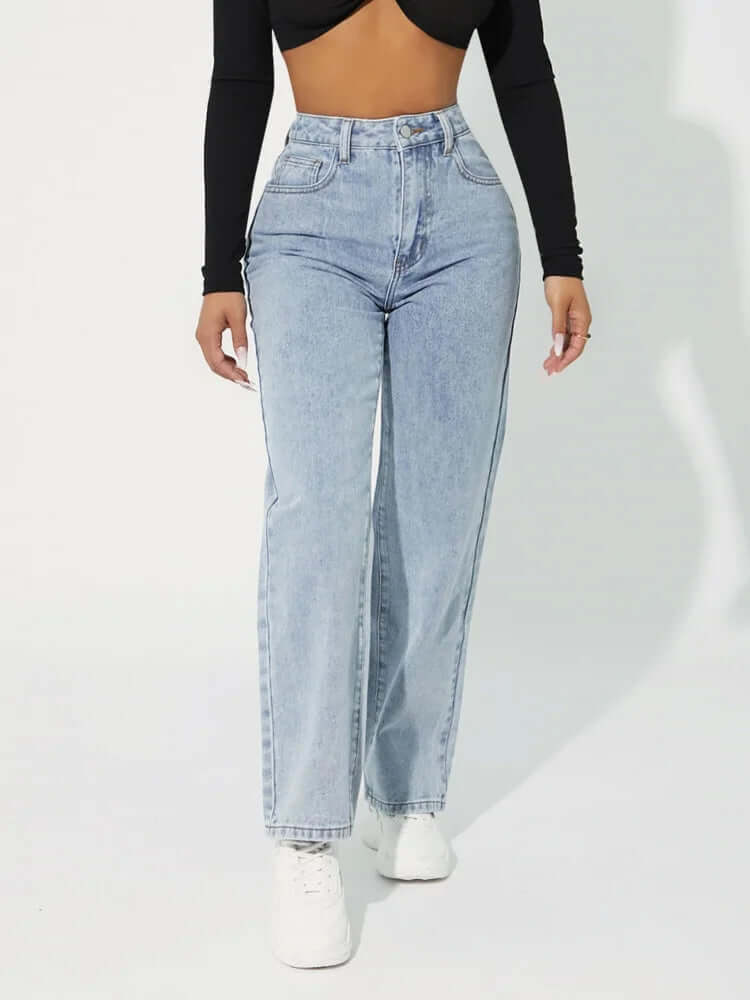 Women's High-Waisted Straight Leg Jeans