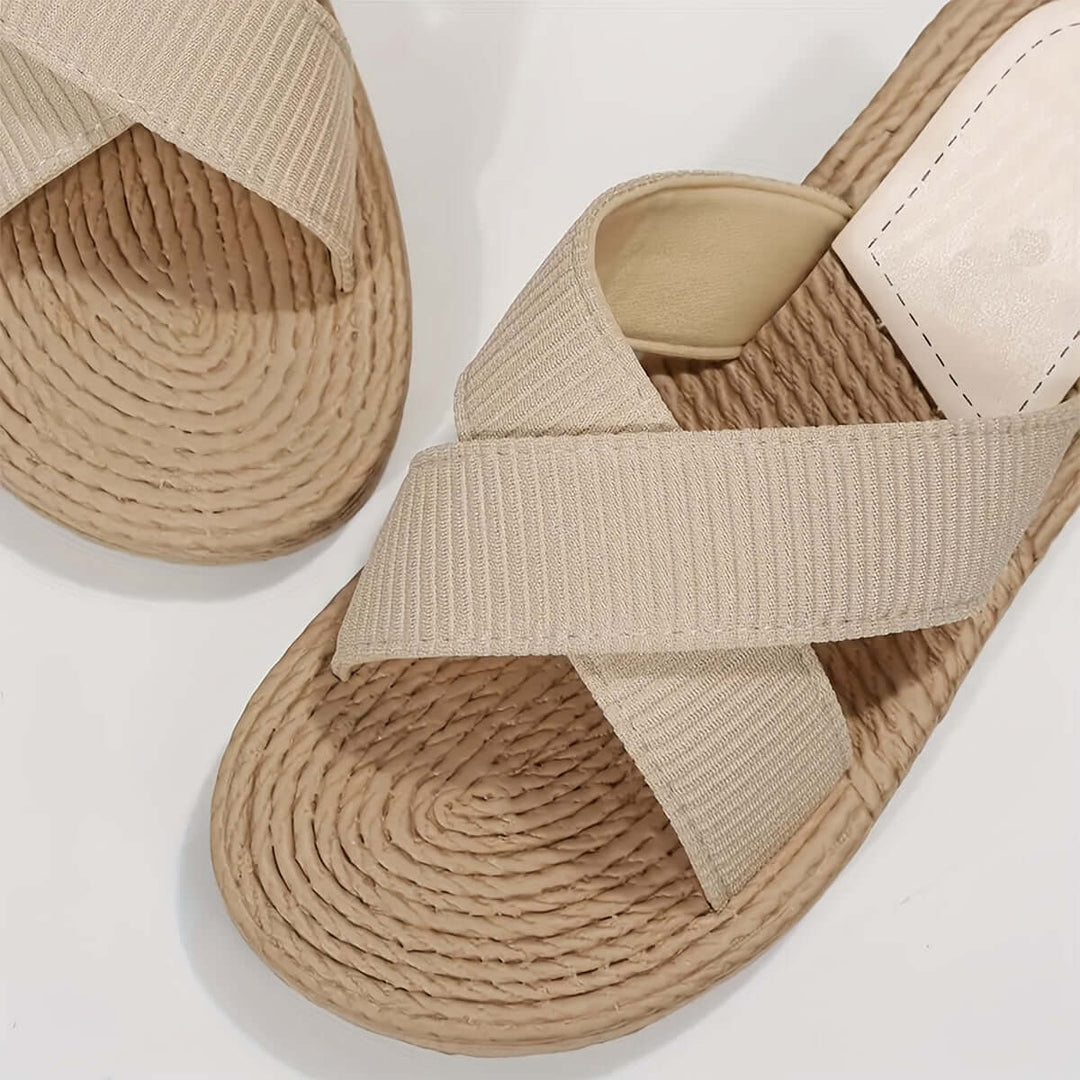 Women's Summer Cross-Band Sandals: Lightweight & Non-Slip Beach Slides