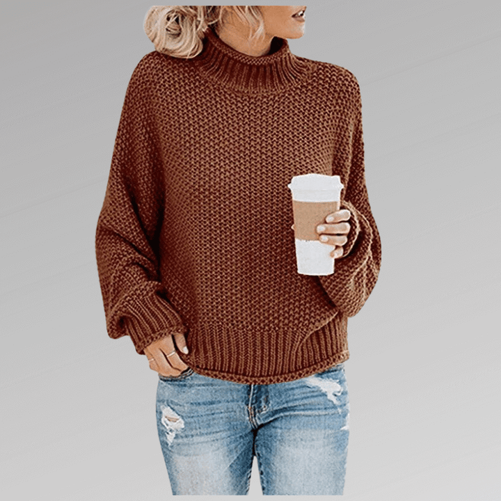 Women's High Neck Knit Long Sleeve Sweater