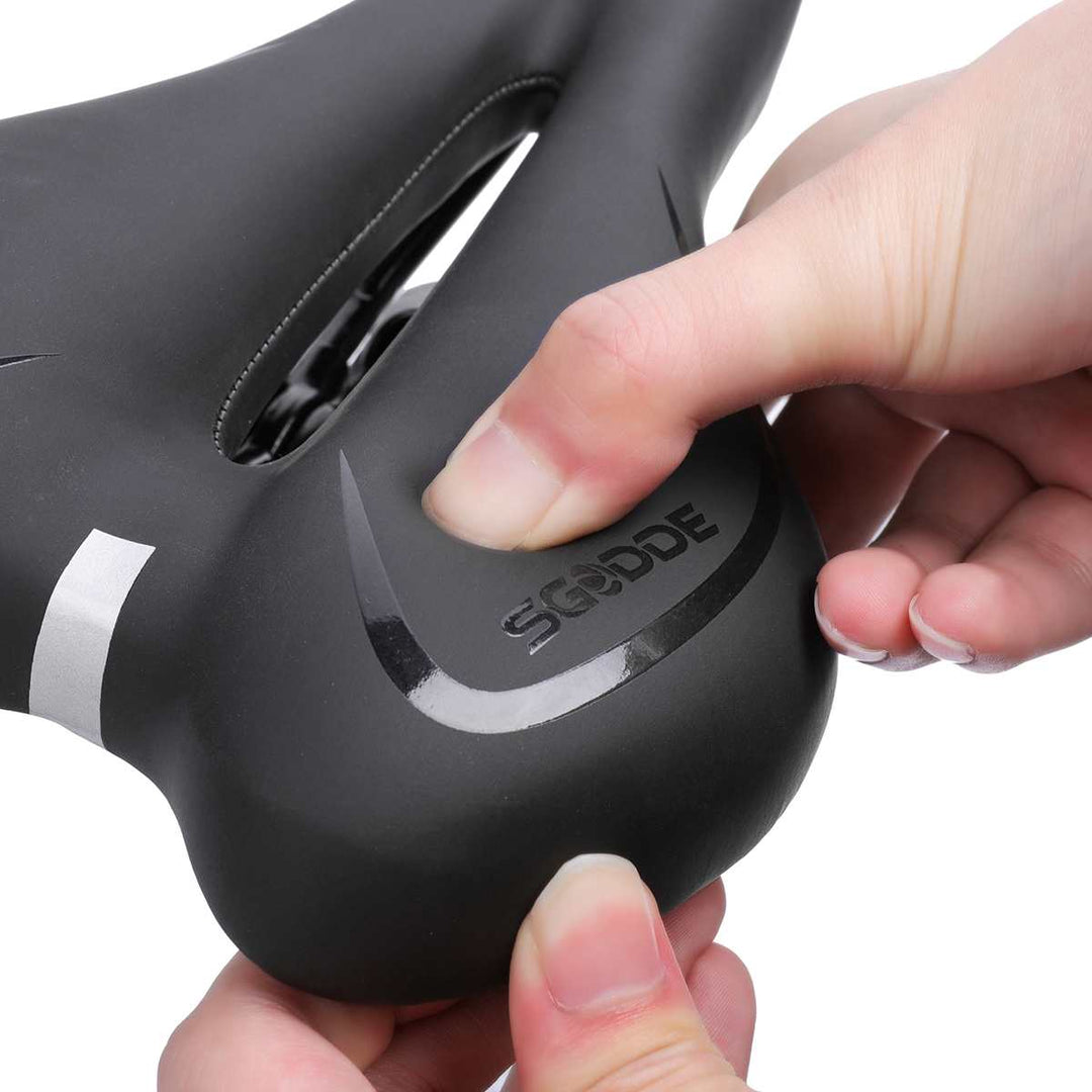 Comfortable gel bike saddle with gel padding, available in black, blue, red, designed for road and mountain biking.