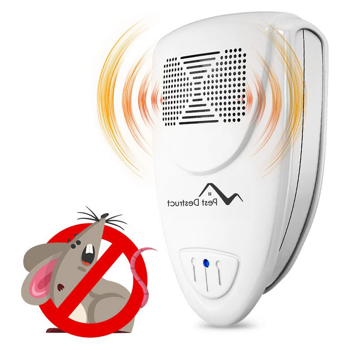"Compact ultrasonic mice repellent with LED indicator, silently deters pests; ideal for homes with kids & pets; non-toxic."