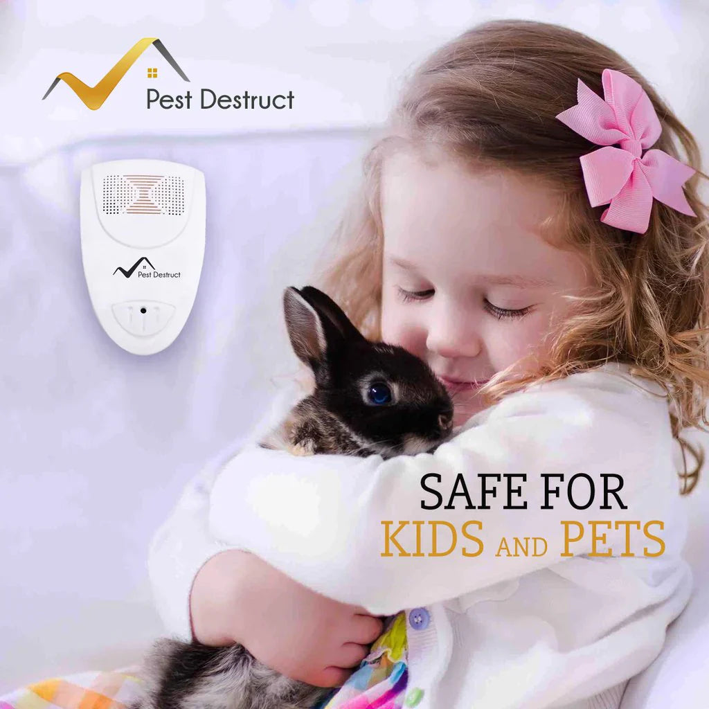"Compact ultrasonic mice repellent with LED indicator, silently deters pests; ideal for homes with kids & pets; non-toxic."