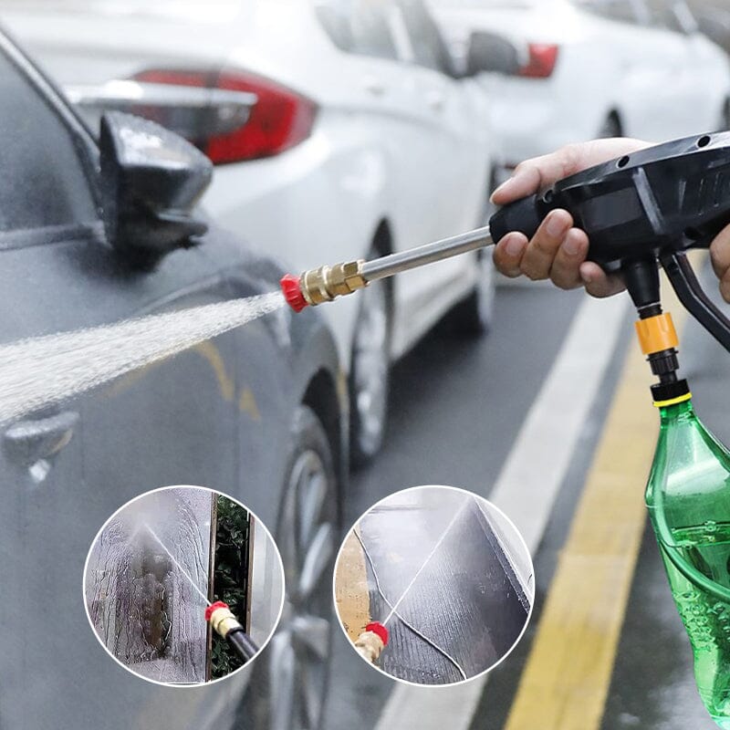 "Cordless high pressure water gun set with sleek design for efficient car and patio cleaning, lightweight and portable."