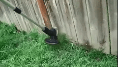 "Cordless lightweight high-power grass trimmer with ergonomic handle, cutting thick grass; ideal for easy lawn care."