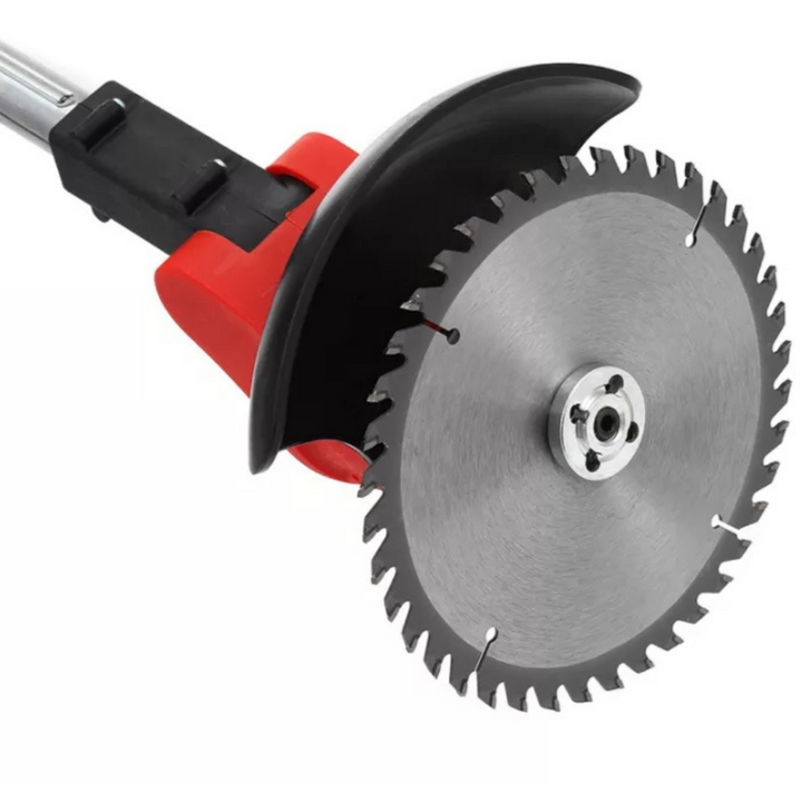 Cordless weed eater showing battery power, sleek design, ergonomic handle, ideal for grass trimming in gardens.