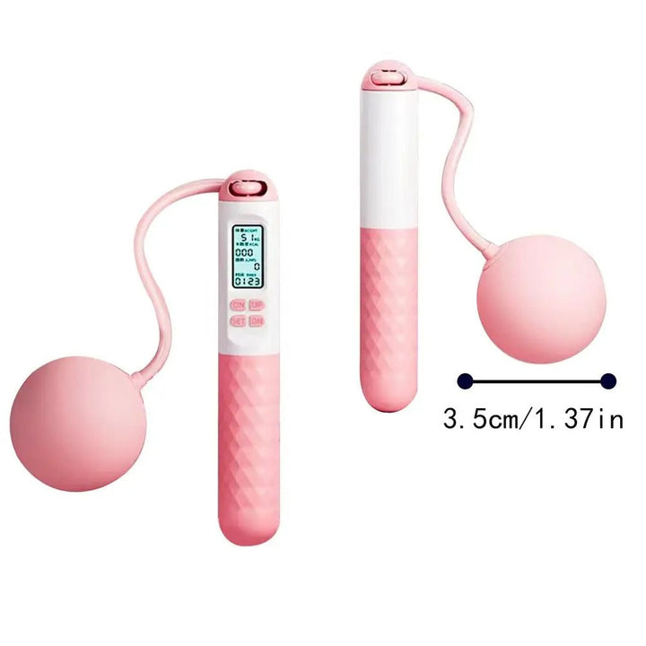 Cordless weighted jump rope with LCD counter, ergonomic anti-slip handles, ideal for home fitness and small spaces.