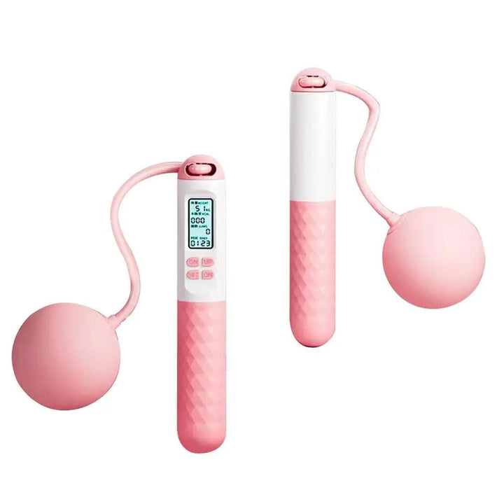 Cordless weighted jump rope with LCD counter, ergonomic anti-slip handles, ideal for home fitness and small spaces.