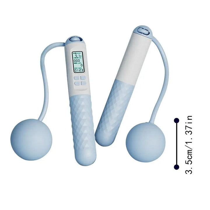 Cordless weighted jump rope with LCD counter, ergonomic anti-slip handles, ideal for home fitness and small spaces.