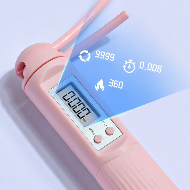 Cordless weighted skipping rope with digital counter, featuring ergonomic grips and sleek design for versatile cardio workout
