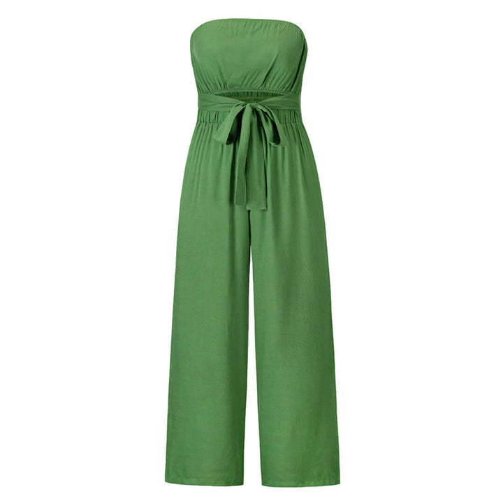 Women's Casual Strapless Jumpsuit with Elastic Waist