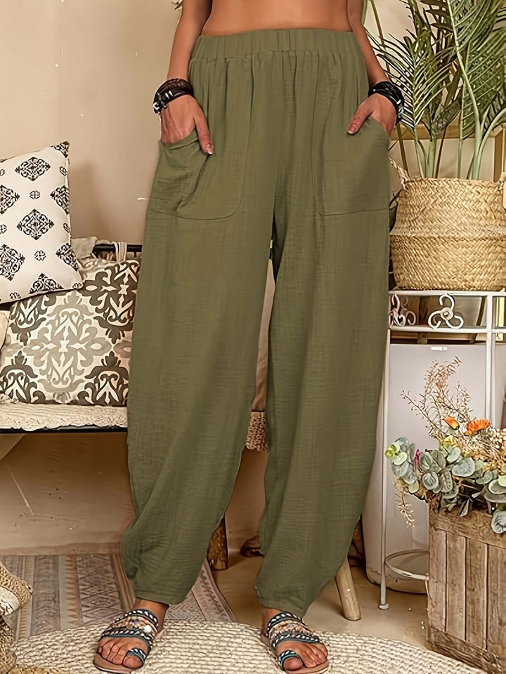 Women's Relaxed Fit Linen Pants with Pockets
