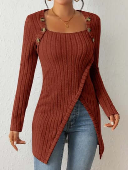 Women's Relaxed Fit Ribbed Button Shirt