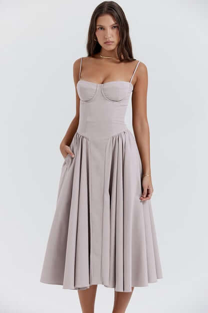 Women's Sleeveless Corset Midi Dress