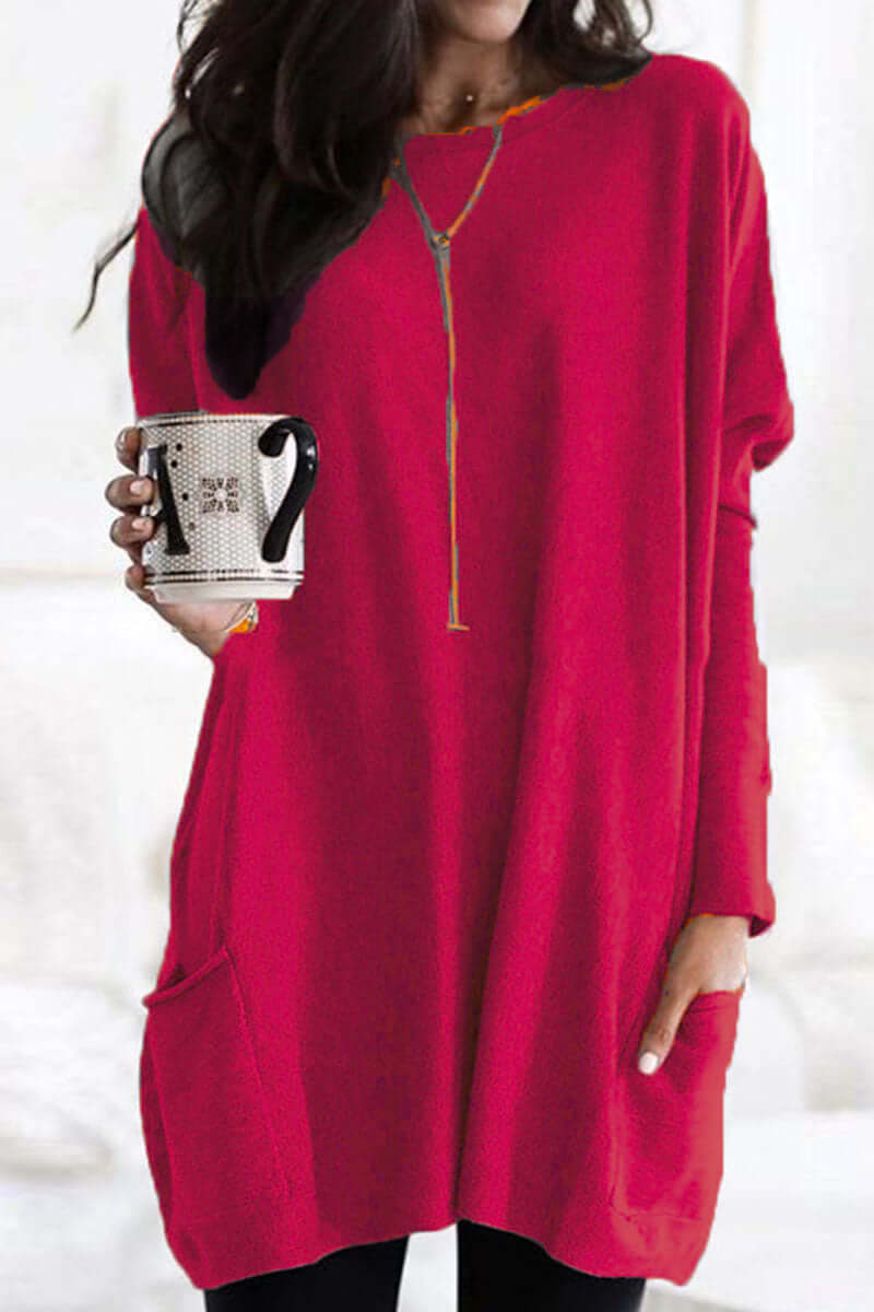 Women's Oversized Knit Tunic Sweater with Pockets