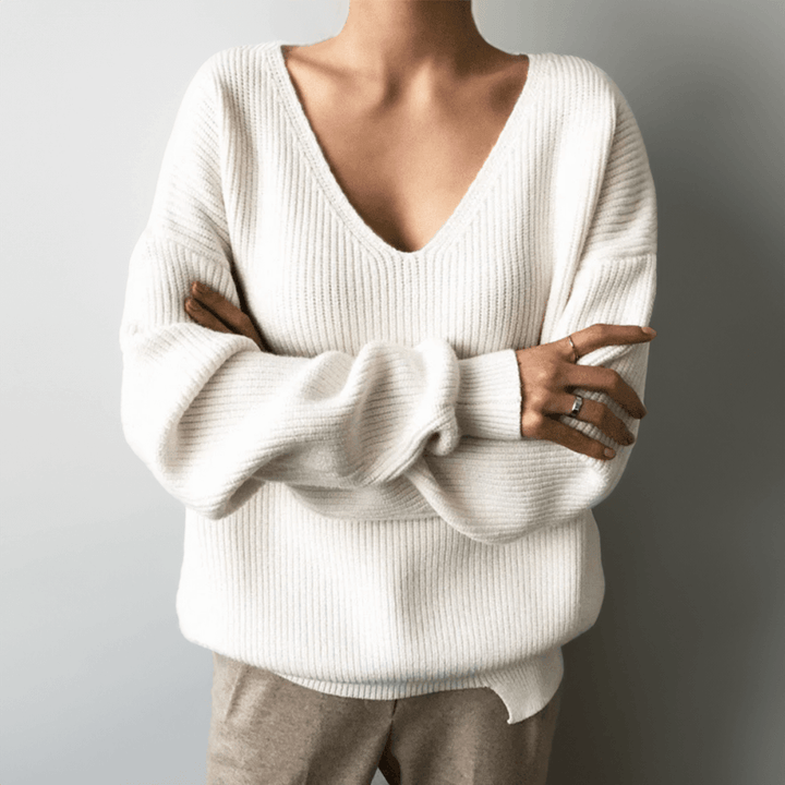 Women's V-Neck Relaxed Fit Sweater