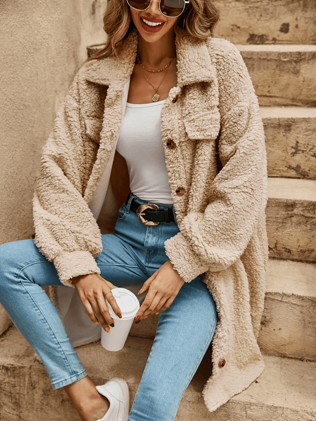 Women's Long Knit Cardigan - Button Down, Lightweight Layer