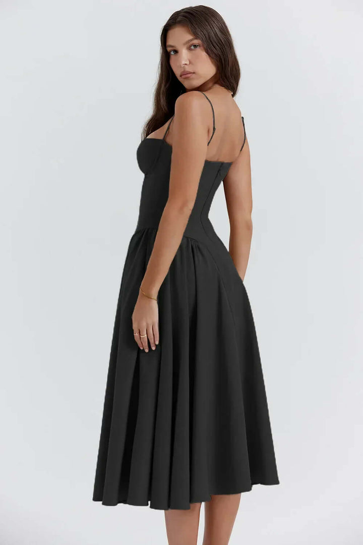 Women's Sleeveless Corset Midi Dress