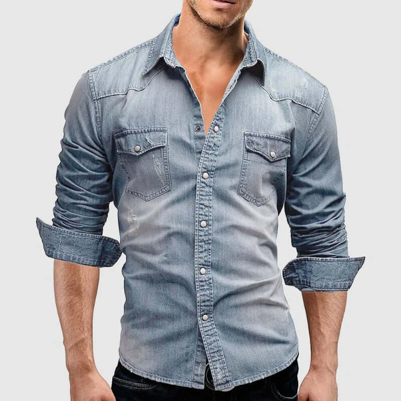 Men's Slim Fit Long Sleeve Denim Shirt
