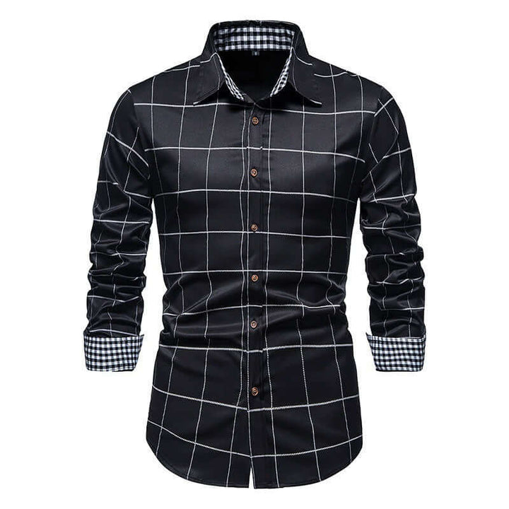 Men's Slim Fit Long Sleeve Plaid Shirt