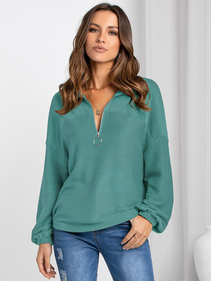 Women's Relaxed-Fit Half-Zip Knit Sweater