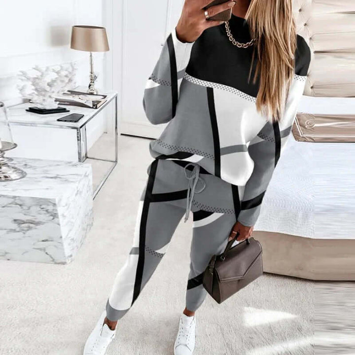 Women's Geometric Knit Two-Piece Sweatsuit