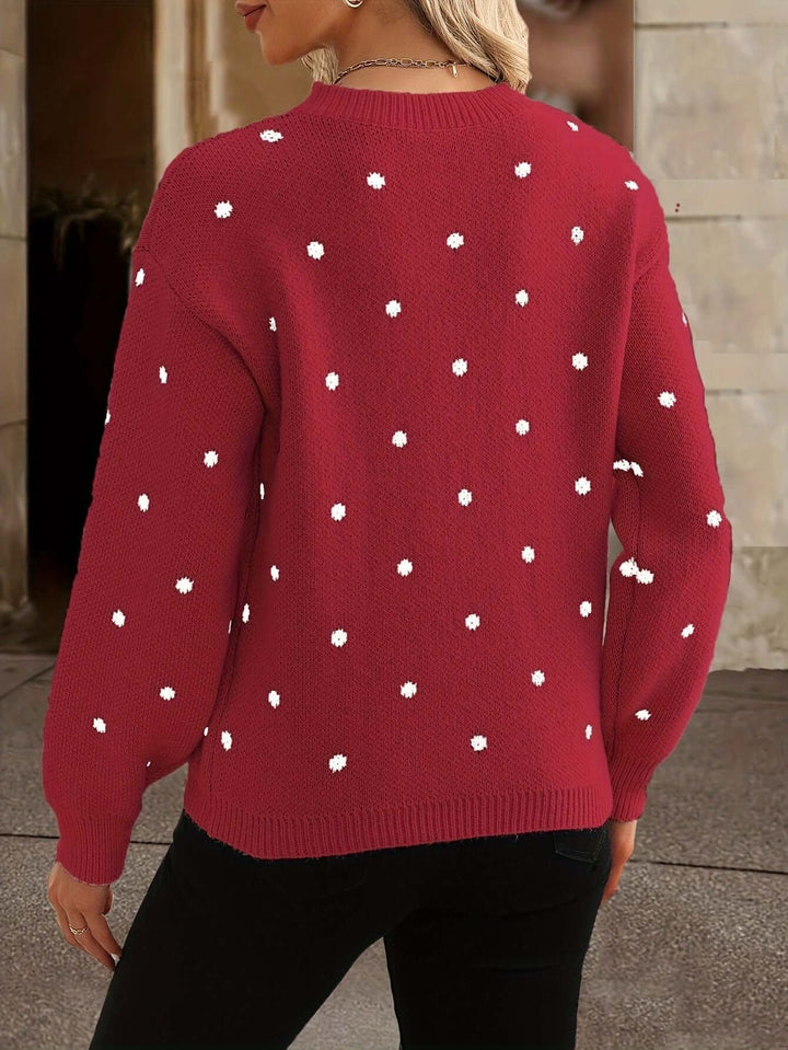 Polka Dot Knitted Sweater: Cozy & Stylish Winter Top