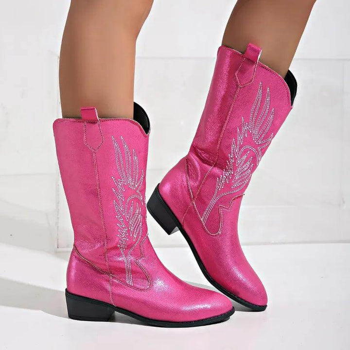 Women's Leather Cowboy Boots: Western Style Ankle Boots