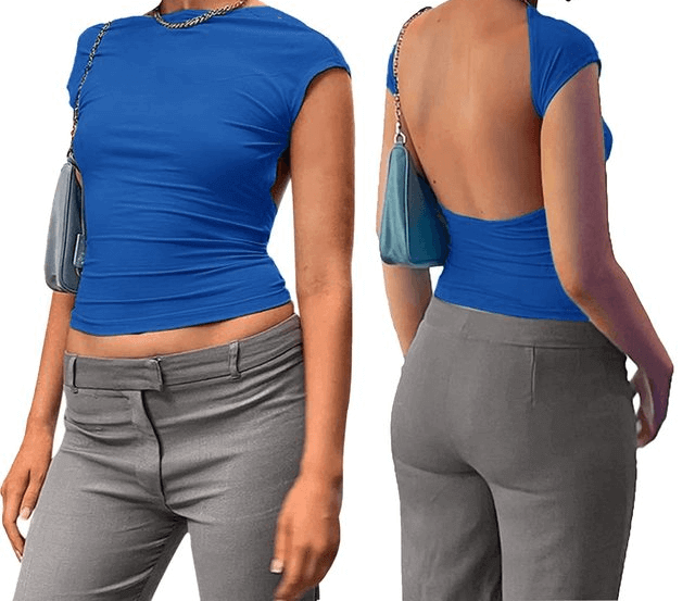 Women's Fitted Short Sleeve Crop Top: Casual Stretch Knit Top