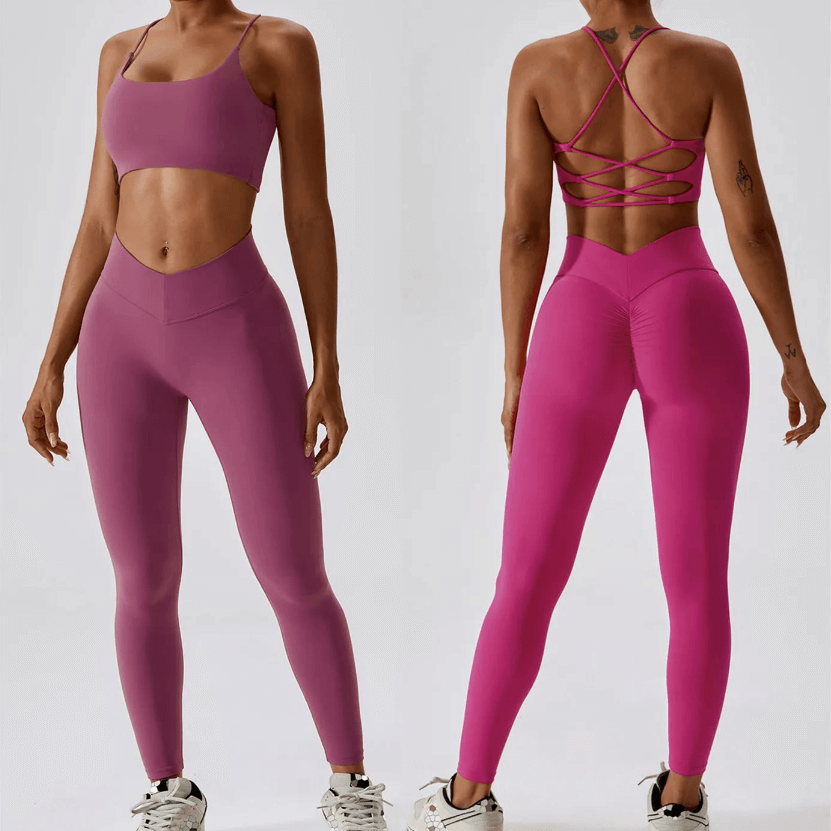 Women's High-Waisted Leggings & Racerback Sports Bra Set