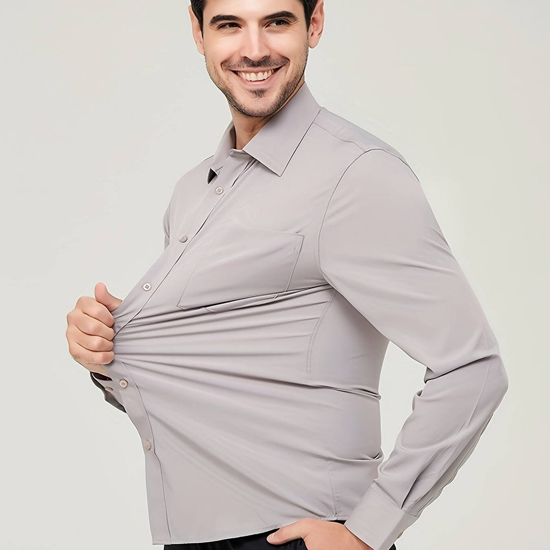 Men's Long-Sleeve Cotton Shirt: Modern Fit Dress Shirt