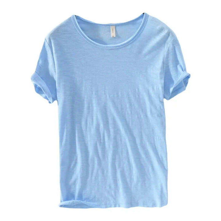 Men's Slim Fit Cotton T-Shirt - Crew Neck, Rolled Sleeves