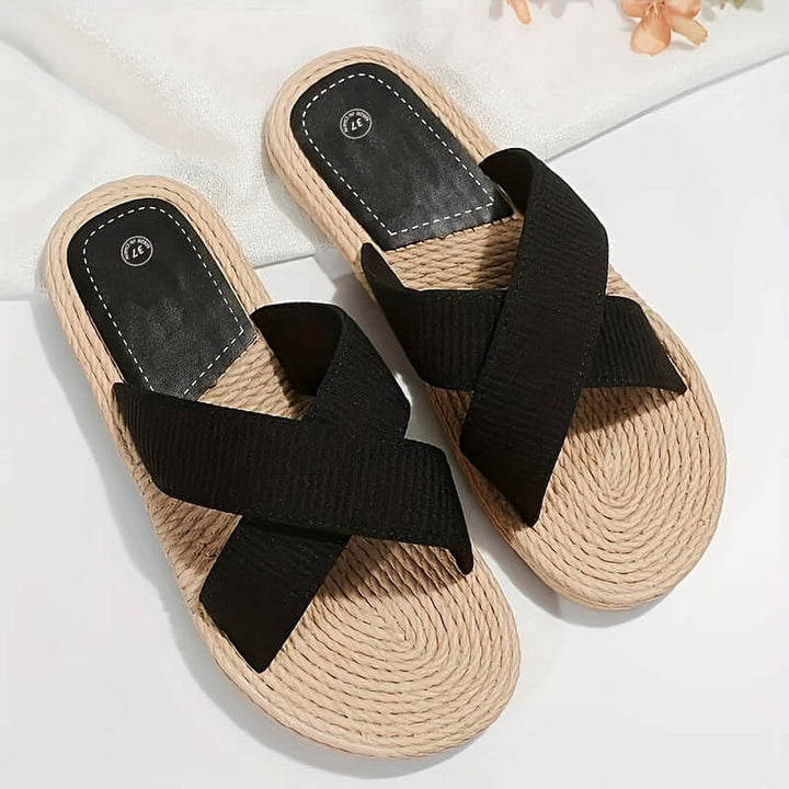 Women's Summer Cross-Band Sandals: Lightweight & Non-Slip Beach Slides