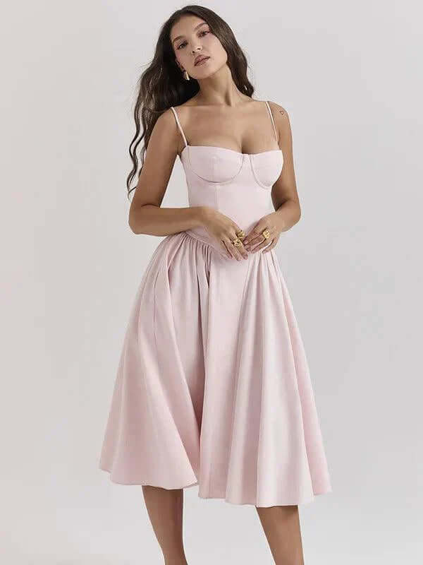 Vintage Midi Dress: Elegant Retro Style Women's Dress