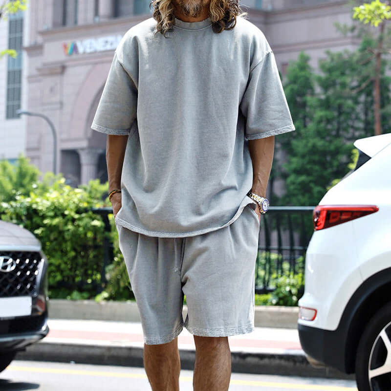 Men's Relaxed Fit Loungewear Set: Short Sleeve T-Shirt & Shorts