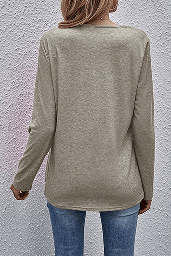 Women's Casual V-Neck Long Sleeve Top