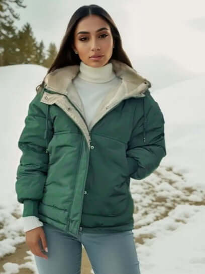 Women's Hooded Fleece-Lined Jacket: Warm & Stylish Outerwear