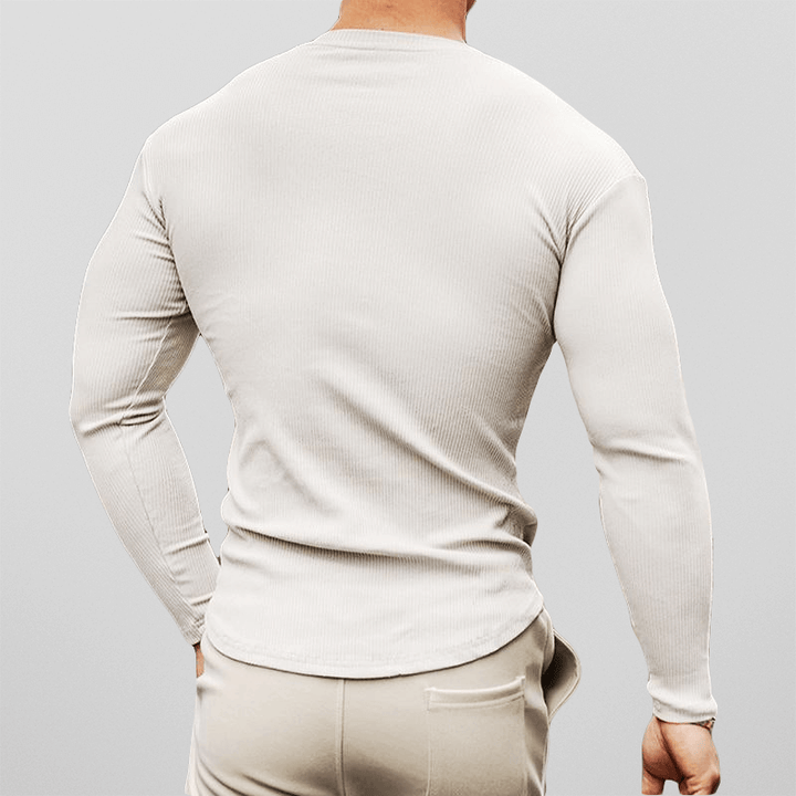 Men's Slim Fit Long Sleeve Ribbed Henley Shirt