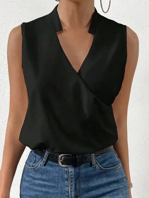 Women's Summer Sleeveless V-Neck Printed Blouse