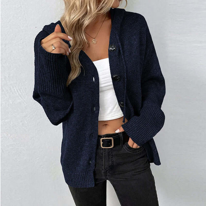 Women's Hooded Knitted Cardigan - Cozy & Warm