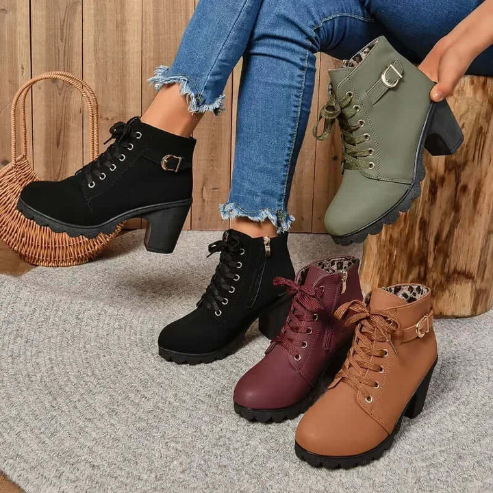 Women's High Heel Lace-Up Ankle Boots