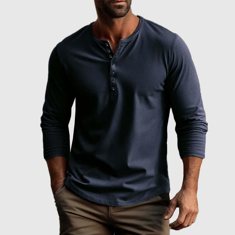 Men's Casual Long-Sleeve Henley Shirt
