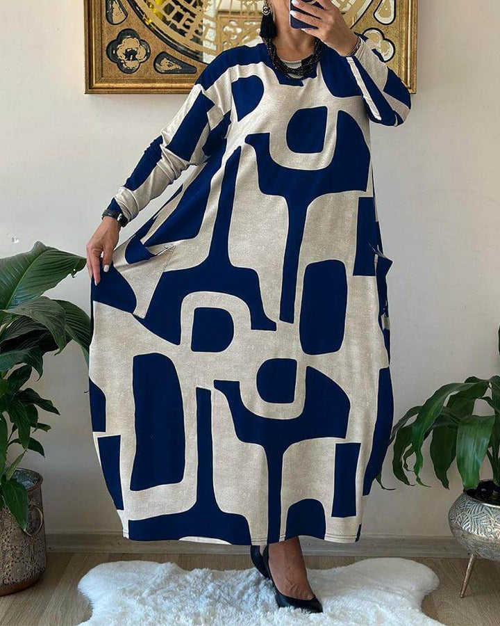 Women's Printed Long Sleeve Dress