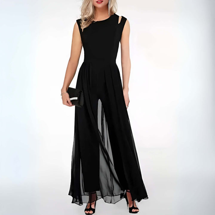 Women's Sleeveless Wide-Leg Jumpsuit with Cut-Out Detail