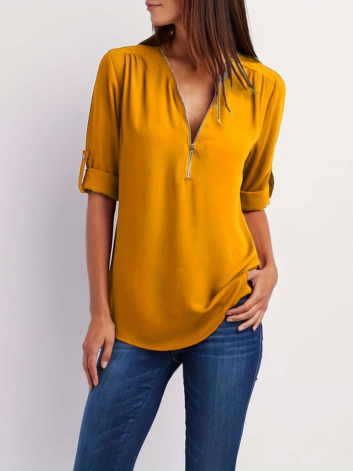 Women's Half-Zip Formal Blouse: Versatile & Stylish Top