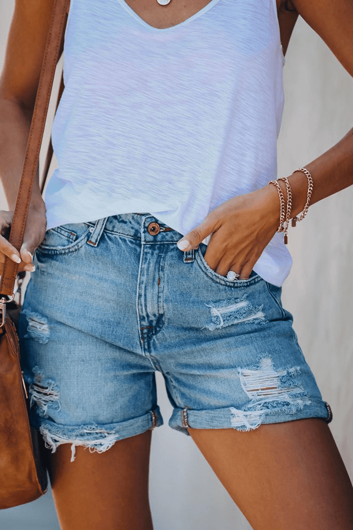 Women's Ripped & Fringed Denim Shorts: Summer Style