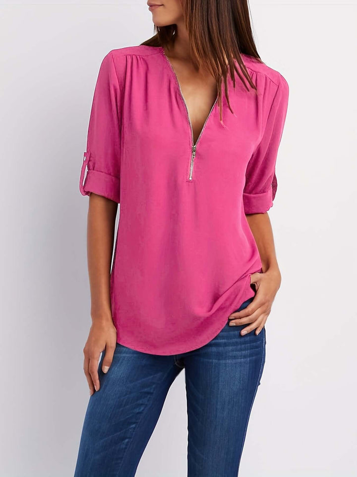 Women's Half-Zip Formal Blouse: Versatile & Stylish Top