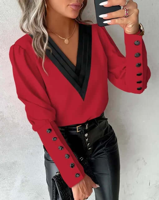 Women's V-Neck Elegant Blouse: Versatile & Comfortable Top