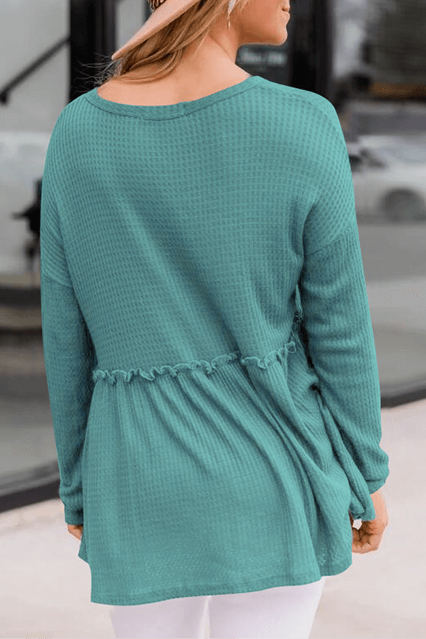 Women's Casual V-Neck Top with Buckle Detail